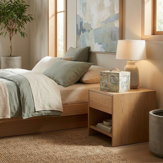 AVERONIX Forest Friends Hand‑Painted Wooden Storage Box with Lid